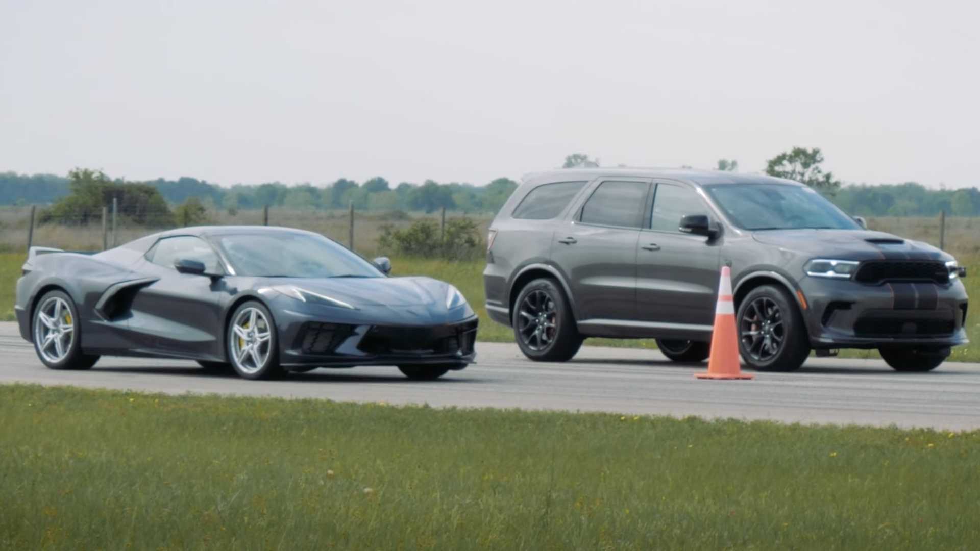 Dodge Durango Hellcat Upends Chevy Corvette C8 In A Drag Race 1 Dodge Durango Hellcat Upends Chevy Corvette C8 In A Drag Race