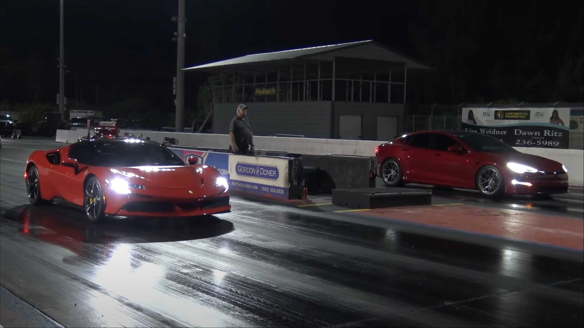 Ferrari SF90 Stradale Battles Tesla Model S Plaid In 5 Drag Races 1 Ferrari SF90 Stradale Battles Tesla Model S Plaid In 5 Drag Races
