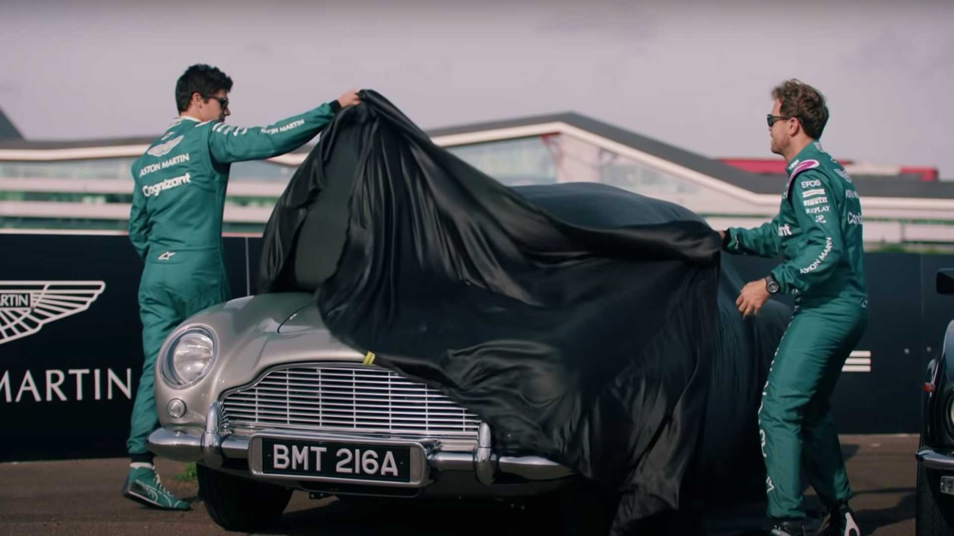 Watch Vettel, Stroll Hoon Around In Iconic 007 Aston Martin DB5 1 Watch Vettel, Stroll Hoon Around In Iconic 007 Aston Martin DB5