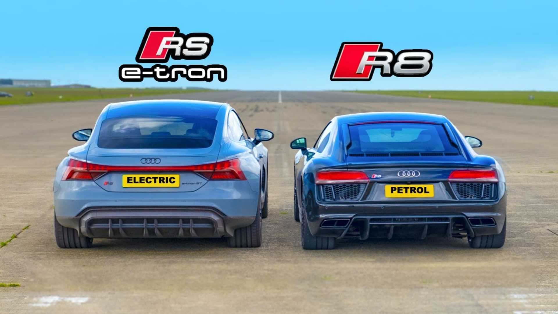 Audi RS E-Tron GT Meets R8 In Family EV Versus ICE Drag Race 1 Audi RS E-Tron GT Meets R8 In Family EV Versus ICE Drag Race