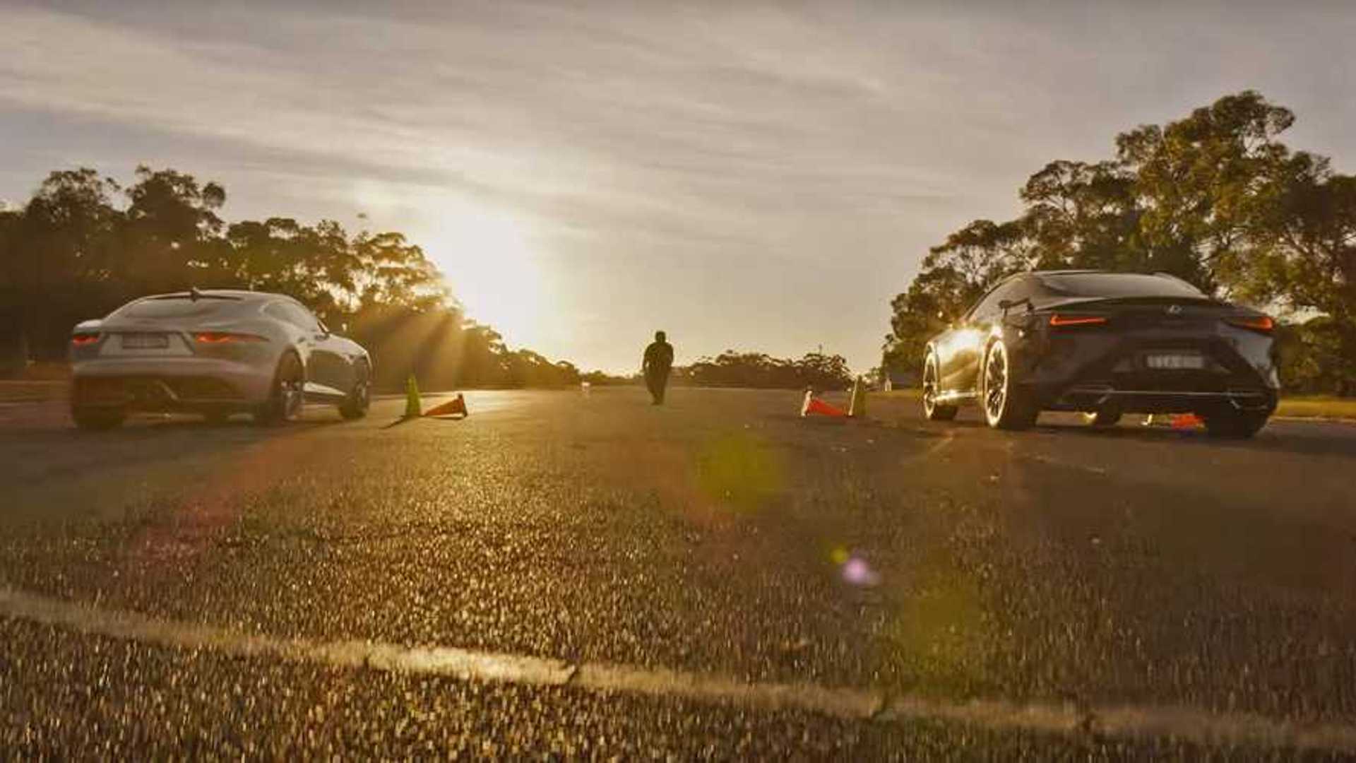 Watch Lexus LC 500 And Jaguar F-Type Drag Race Into The Sunset 1 Watch Lexus LC 500 And Jaguar F-Type Drag Race Into The Sunset