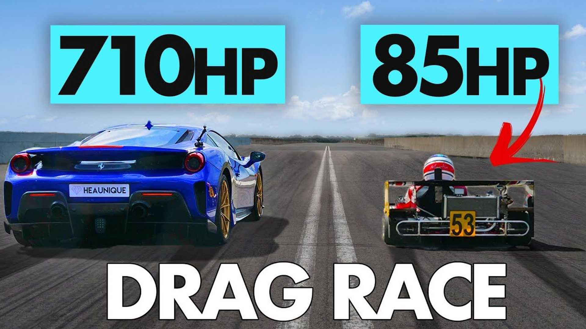 Ferrari 488 Pista Duels Superkart in Drag And Rolling Races 1 Ferrari 488 Pista Duels Superkart in Drag And Rolling Races