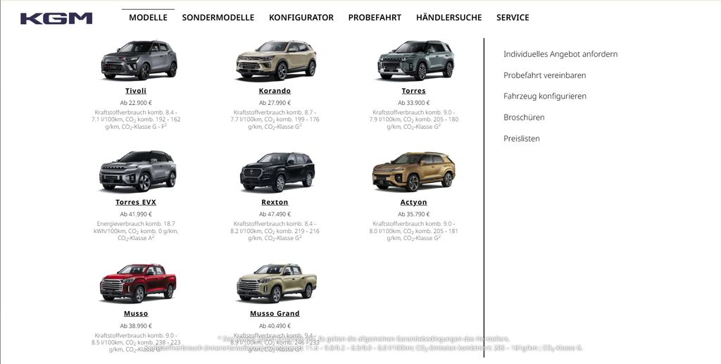 kgm-modellubersicht