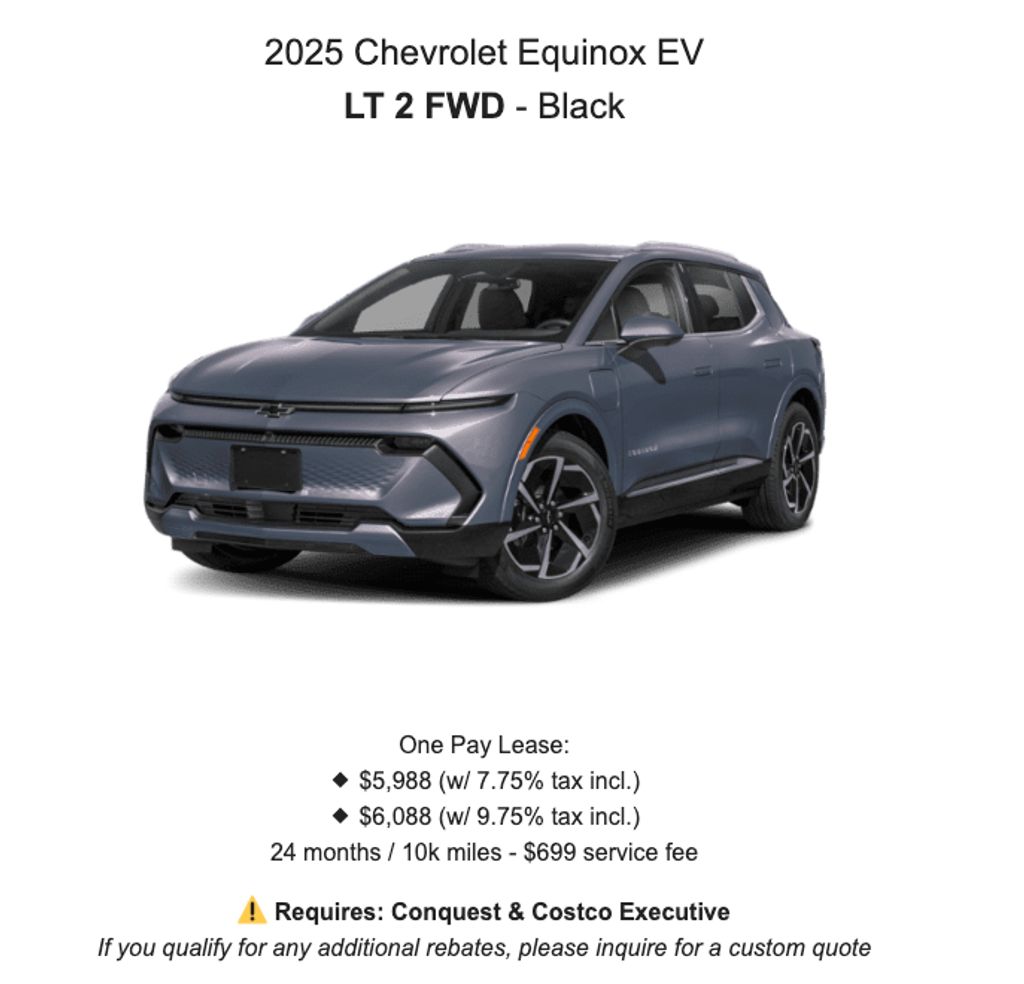 A lease deal on a Chevy Equinox EV.