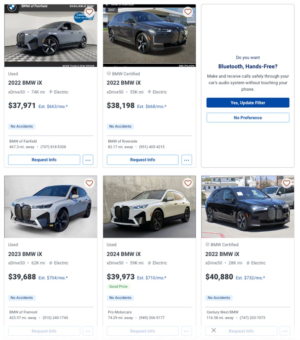 BMW iX used vehicle listings.