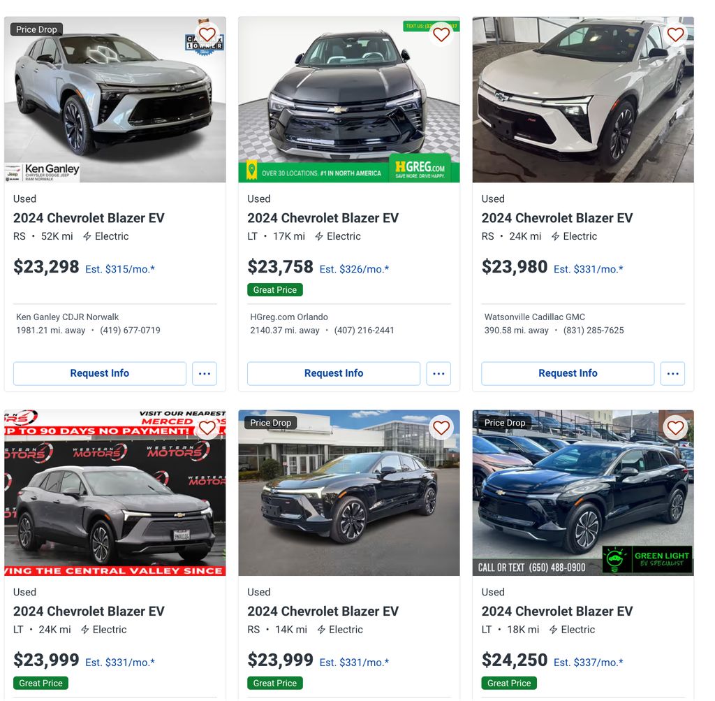 Chevy Blazer EV listings.