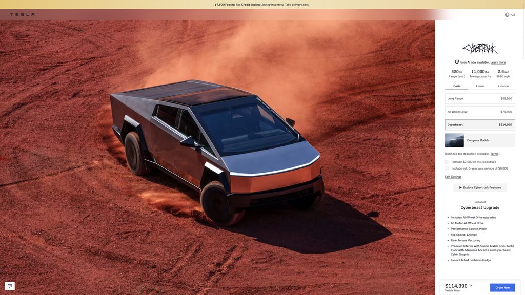 Tesla CyberTruck uppdaterade prissättning