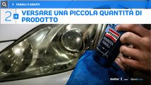 Pulizia auto, fanali e graffi