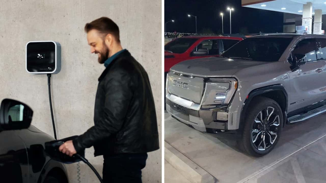 GMC truck’s battery gives out at gas station parking lot. Then the driver find a creative solution for an emergency charge