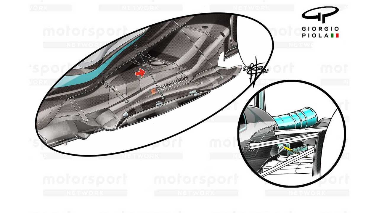 Mercedes W13 extra floor stay - Canada GP 2022