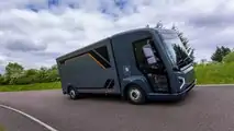 REE Automotive P7-B electric Class 3 delivery truck exterior front three-quarter view