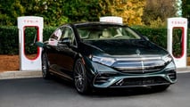 Mercedes-Benz EQS at Tesla Supercharger