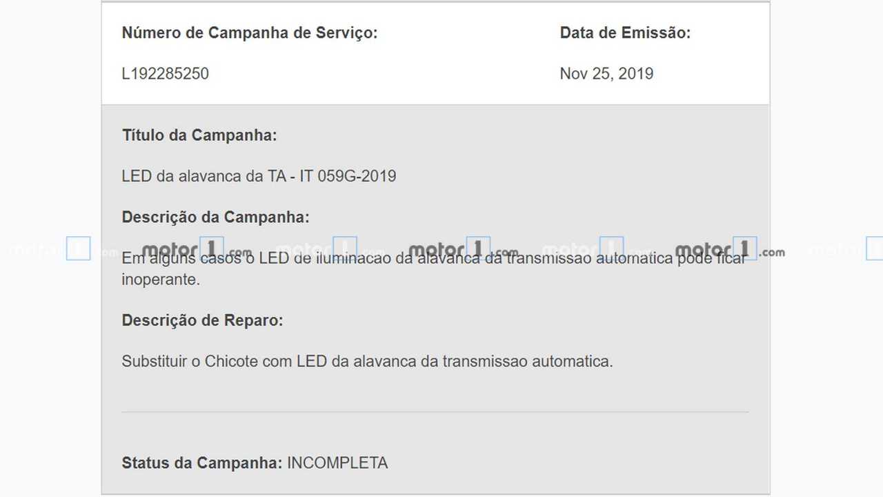 Chevrolet Onix Plus - Campanhas de serviço