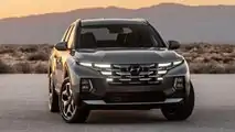 2022 Hyundai Santa Cruz Front Lights On Desert