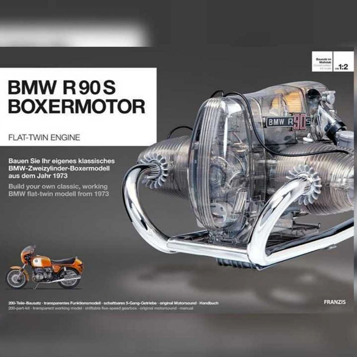 1/2 BMW R90S エンジン プラモデル Amazon.com: BMW R/90-S Flat Twin Engine Model Kit with