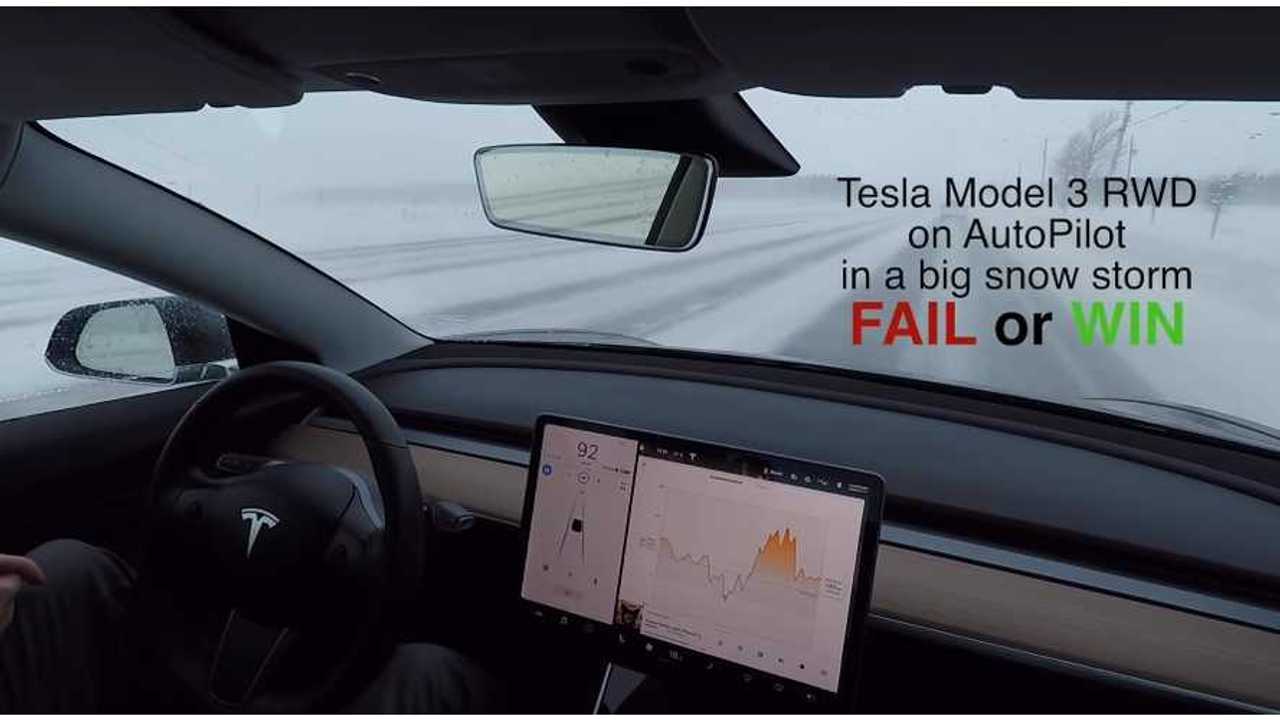 Tesla Model 3 Autopilot In The Snow Video