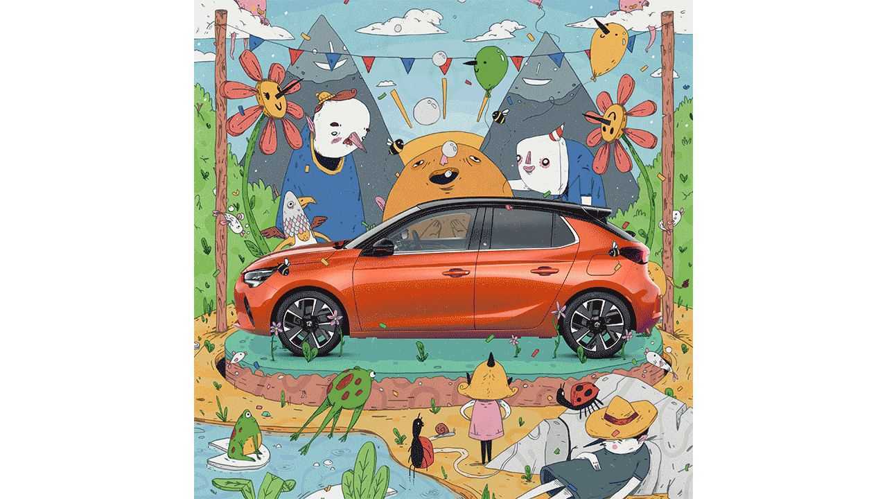 Vauxhall drafts up-and-coming illustrators to promote the Corsa-e.