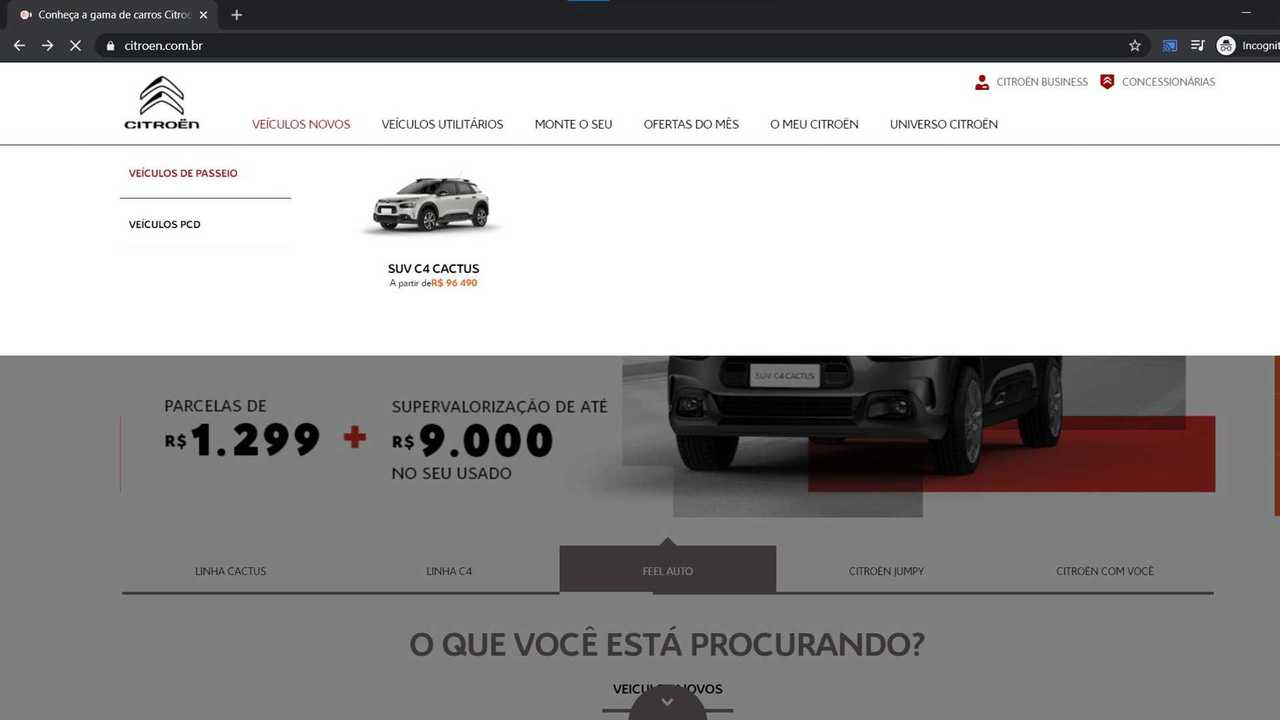 Citroën - Linha de carros no site
