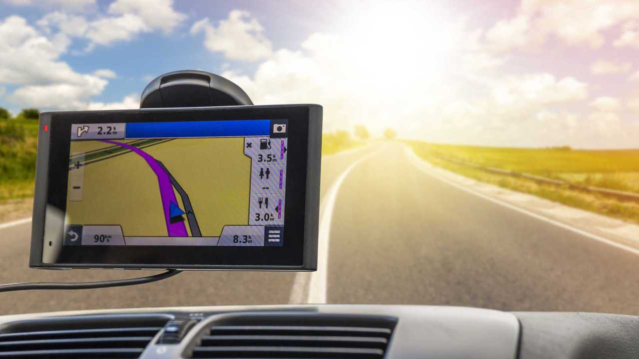 GPS navigation device in travelling car