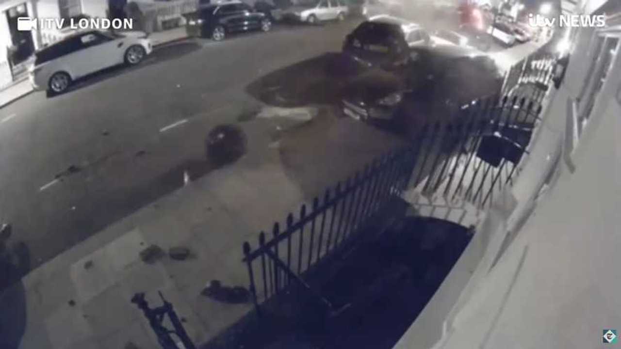 CCTV screenshot of car crash on Moore Street in Chelsea London