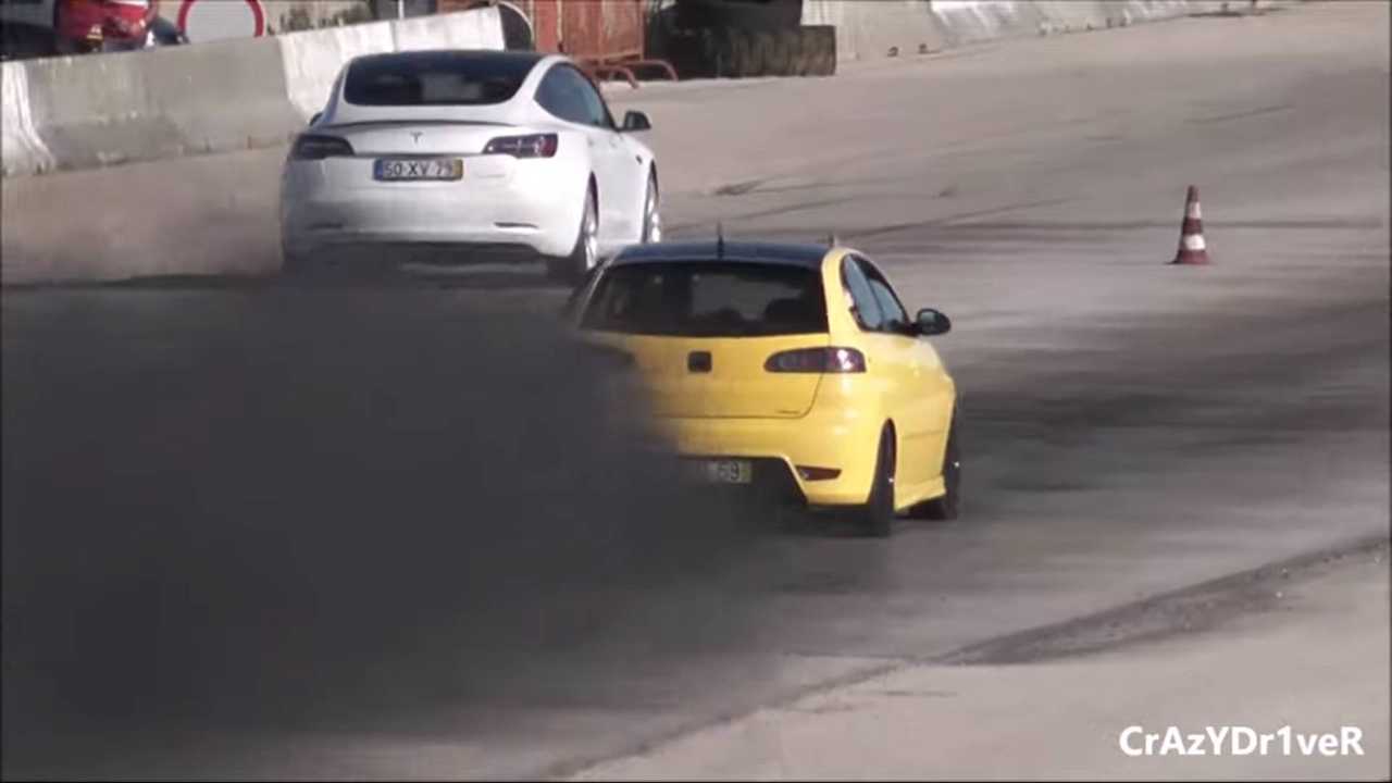 This Tesla Model 3 Leaving Smoking Diesels Behind Is A Metaphor