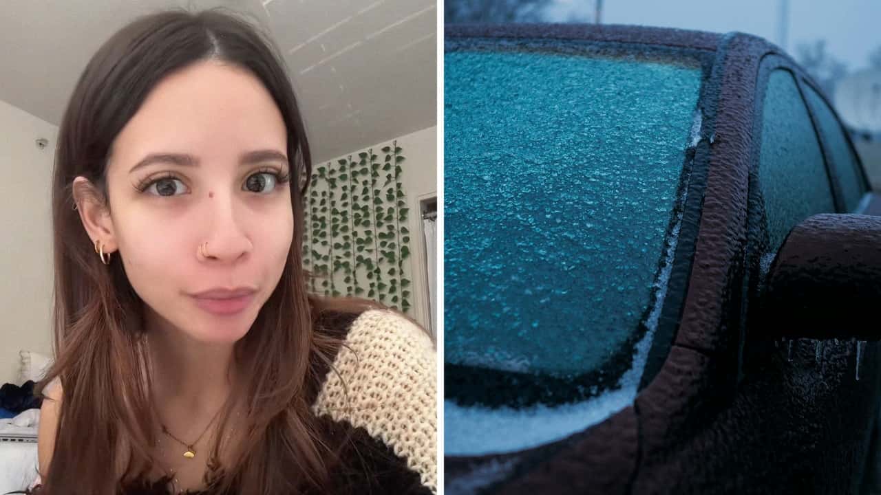 Texas woman gets iced in