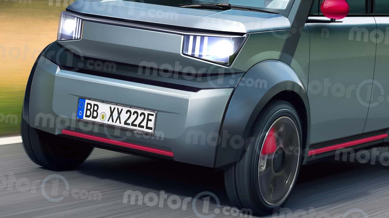 La E-Car europea, il render di Motor1.com