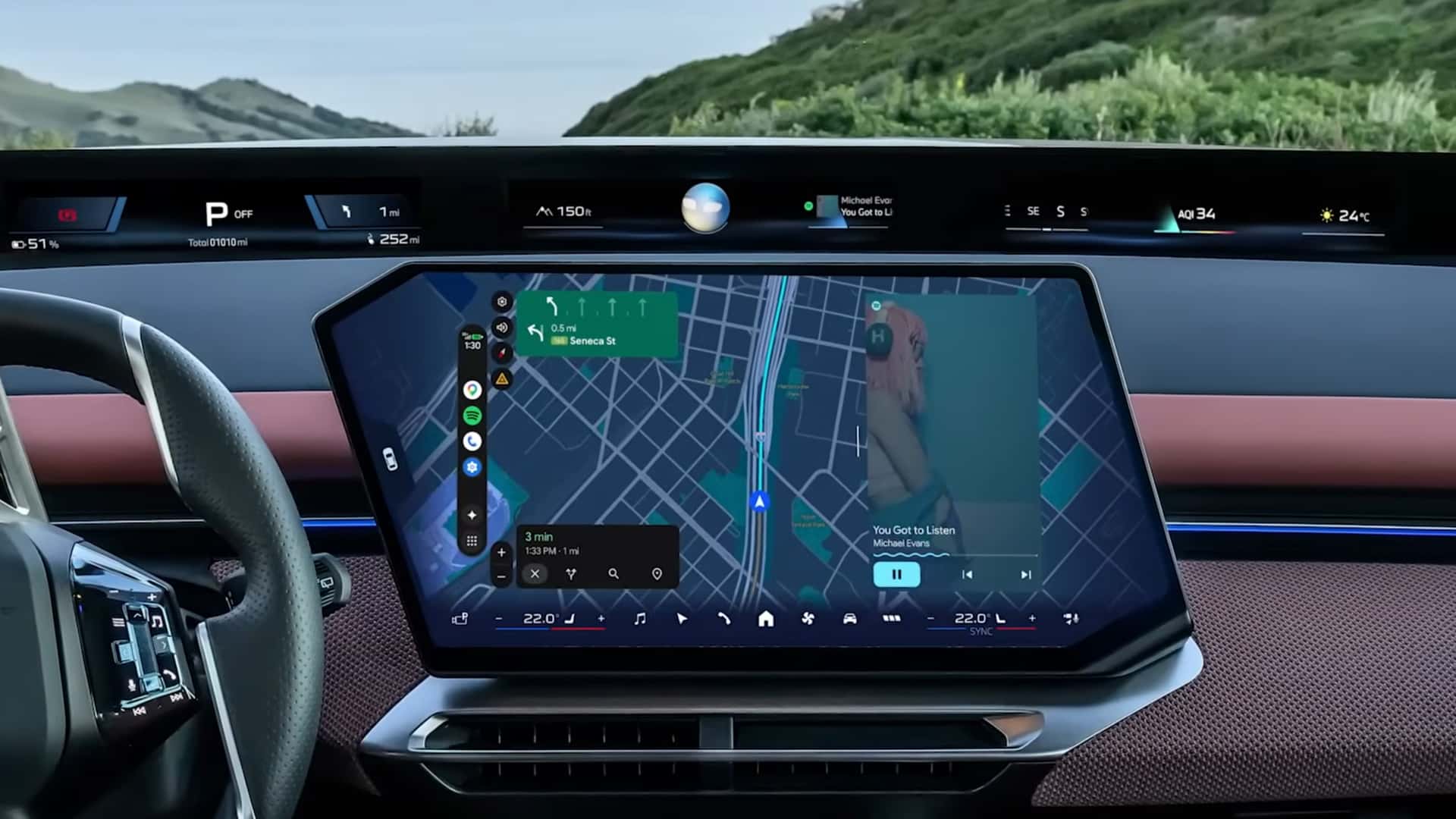 Android Auto Update Introduces Edge-To-Edge Maps for All Car Screens