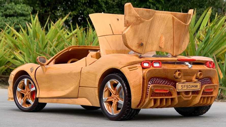 Ferrari SF90 Spider wooden toy car took 25 days to make