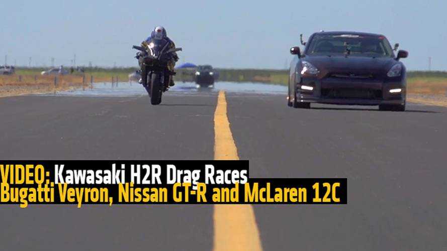 VIDEO: Kawasaki H2R Drag Races Bugatti Veyron, Nissan GT-R and McLaren 12C