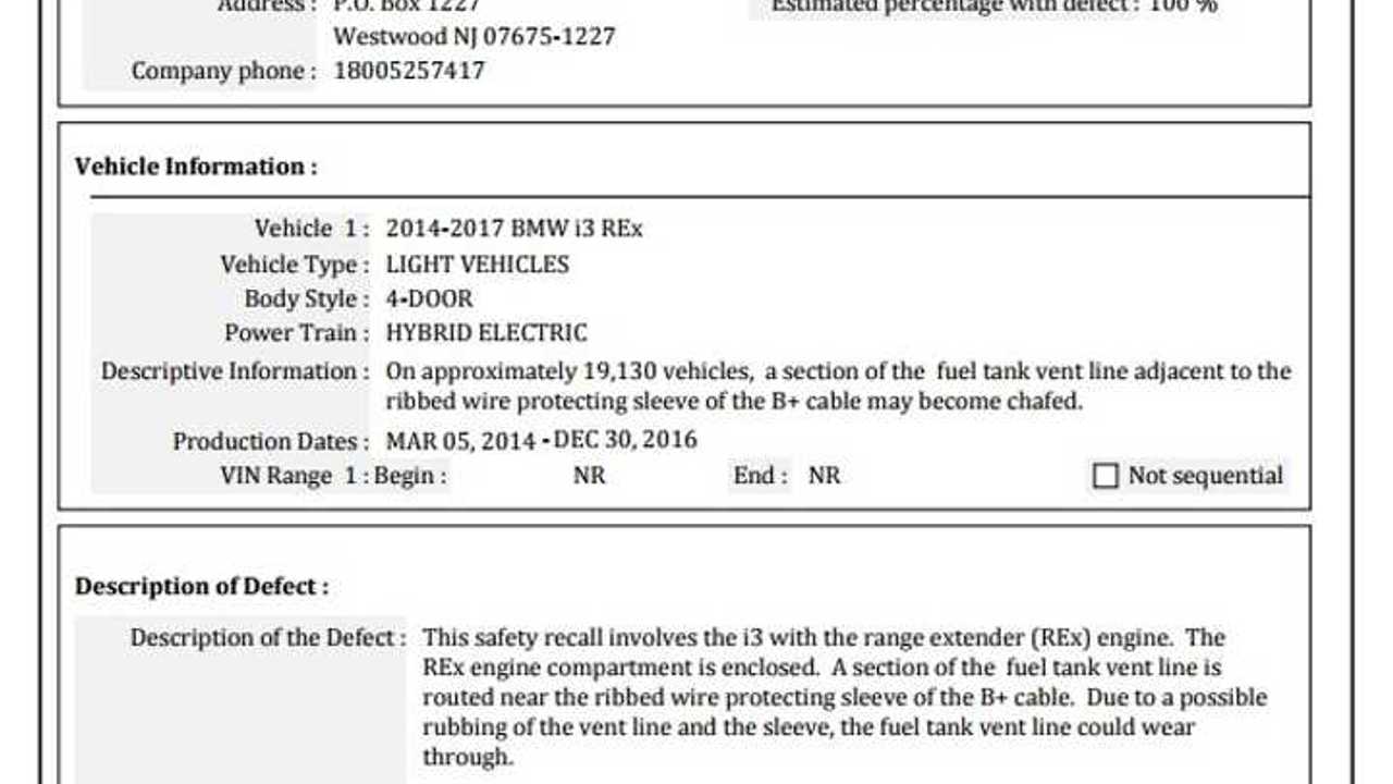 19,130 BMW i3 Rex Recall