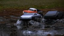 This RC Tesla Cybertruck Makes Epic Tug-Of-War Against RC Chevy Truck