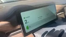 The Rivian's dash after pulling in on empty.
