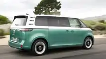 2024 Volkswagen ID. Buzz LWB exterior rear quarter view driving
