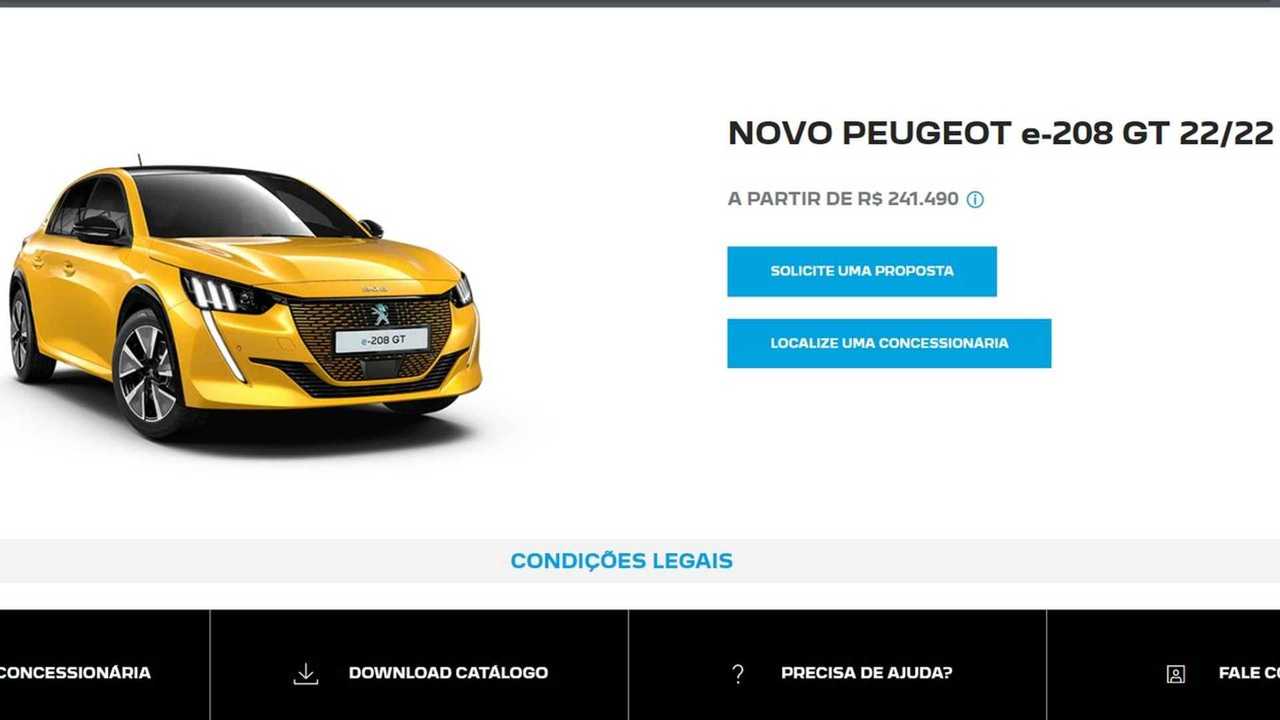peugeot 208 eletrico preco brasil