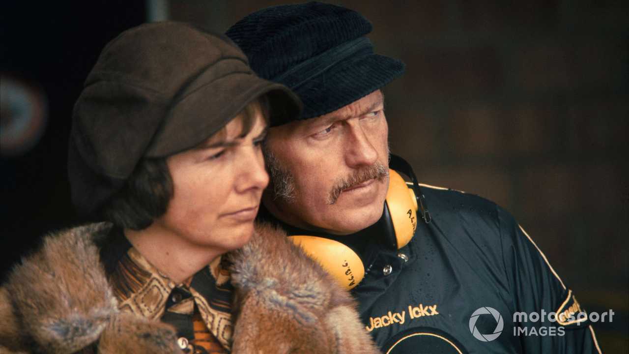 Colin Chapman, Lotus, with his wife Hazel at Belgian GP 1974