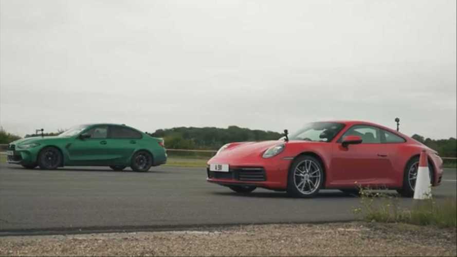 Base 911 Carrera causes trouble for M3 Competition in drag races