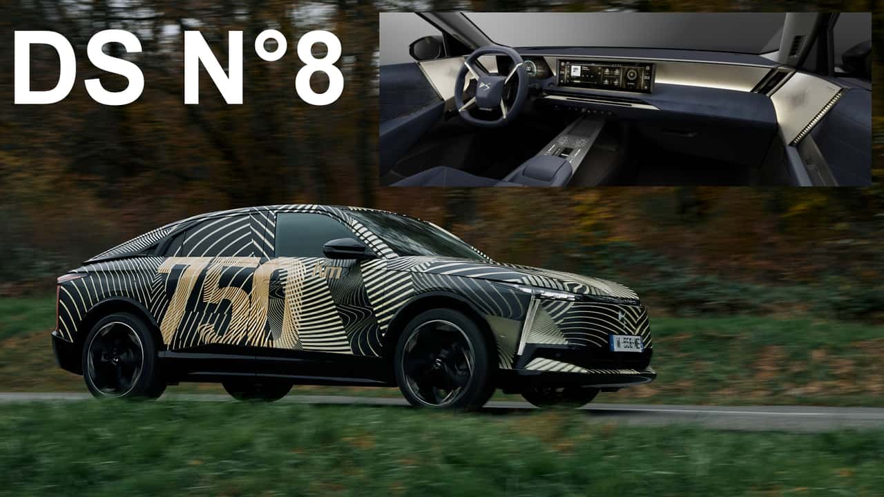 DS N°8: Collage aus getarntem Modell, Cockpit und dem neuen Modellnamen