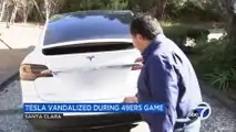 This 49ers Supporter Can't Stand A Tesla, Kicks Its Back Door