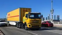 Caminhão elétrico a bateria BYD Classe 8 na frota DHL