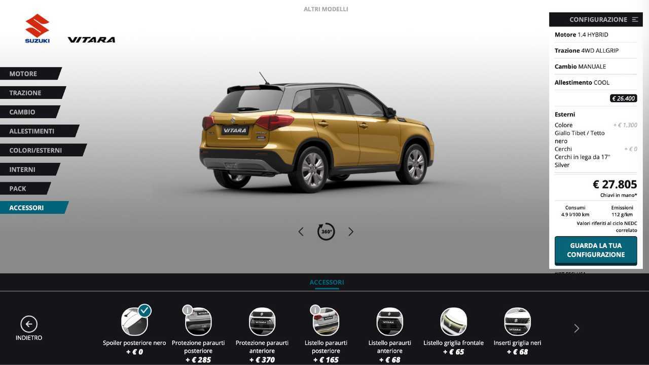 Suzuki Vitara, Come Configurarla