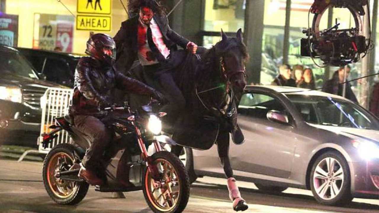 New Keanu Reeves Stunt Pits Horse Against E-Bikes