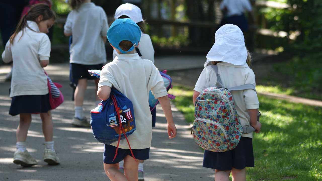 Young school children in Eastleigh Hampshire UK