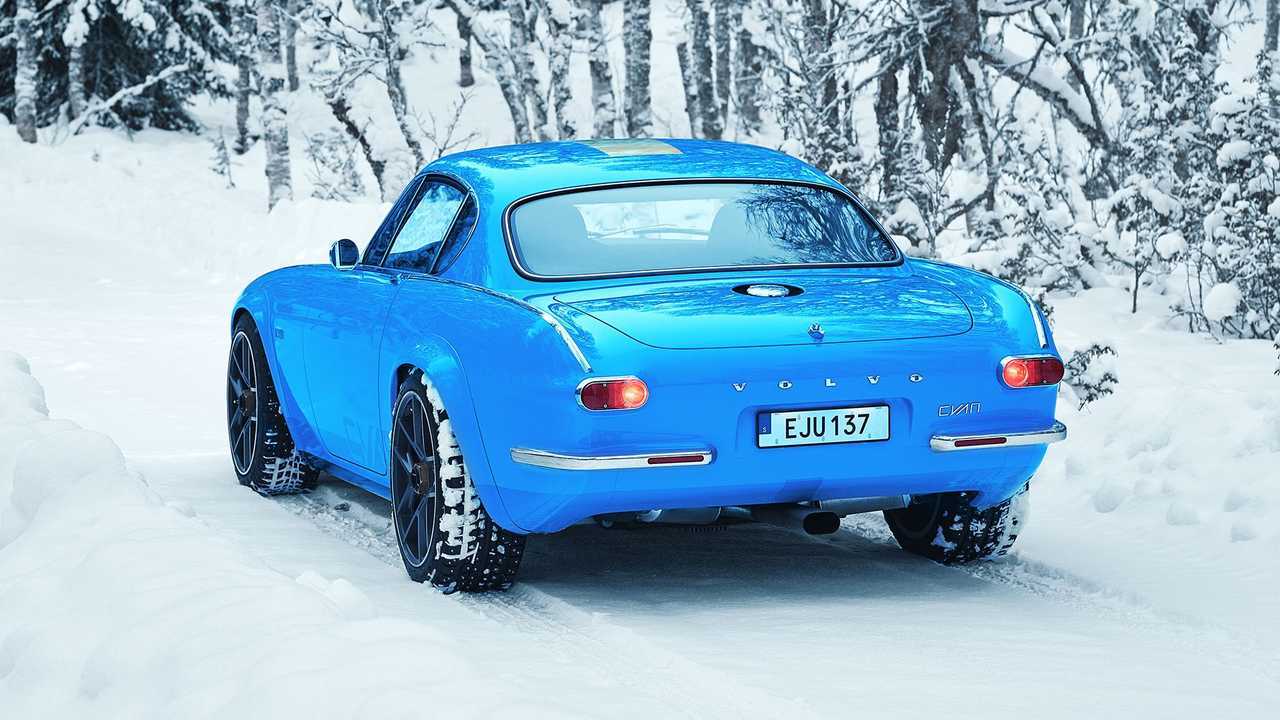 Volvo P1800 Cyan Dans La Neige Arrière Bois