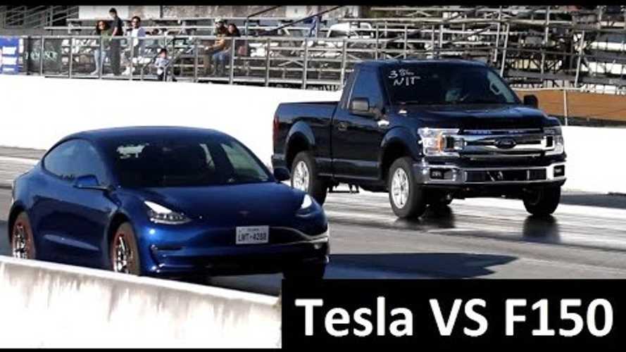 Watch Tuned Ford F-150 Pickup Truck Take On A Tesla Model 3