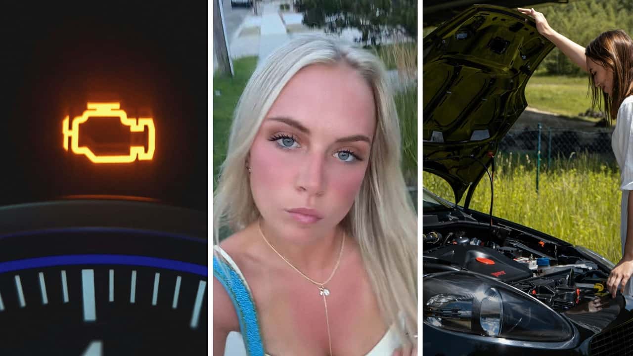 Woman’s check-engine light comes on. When she pops her hood she can’t believe her eyes