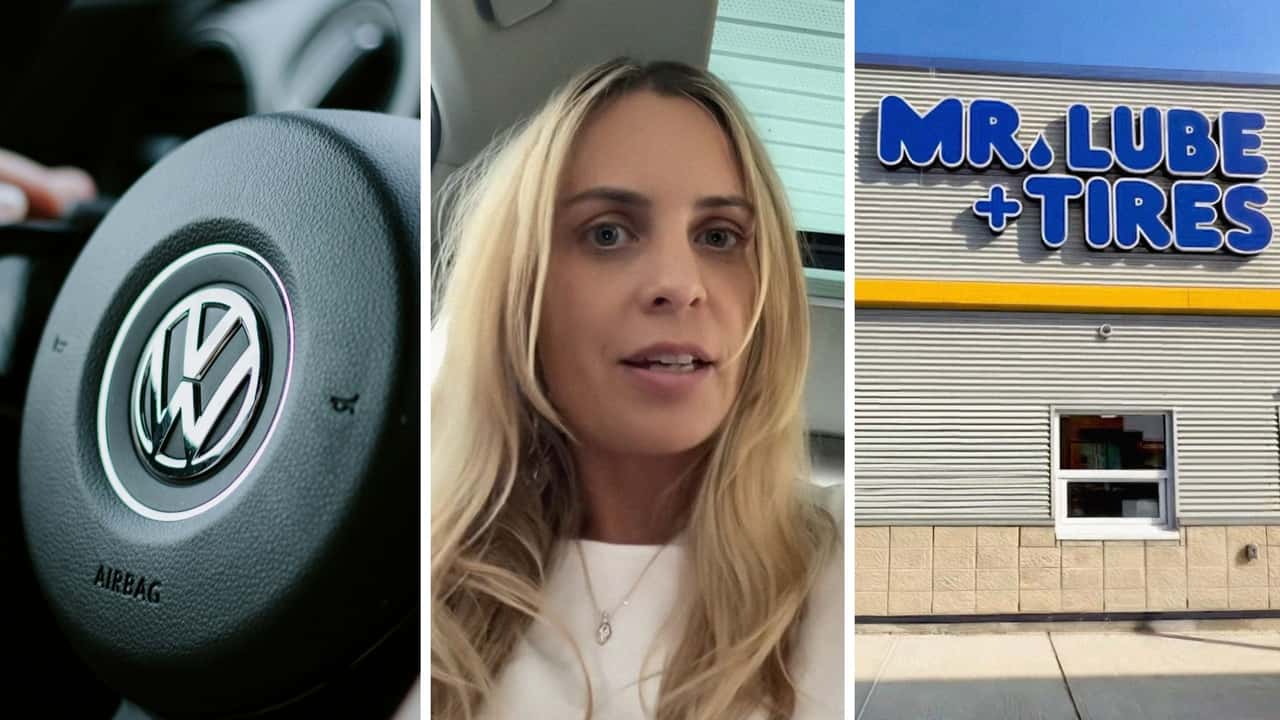 Volkswagen driver takes car to Mr. Lube