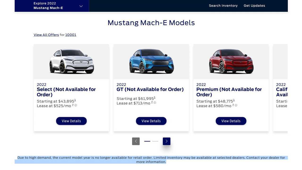 2022 Ford Mustang Mach-E no longer available to order in the US