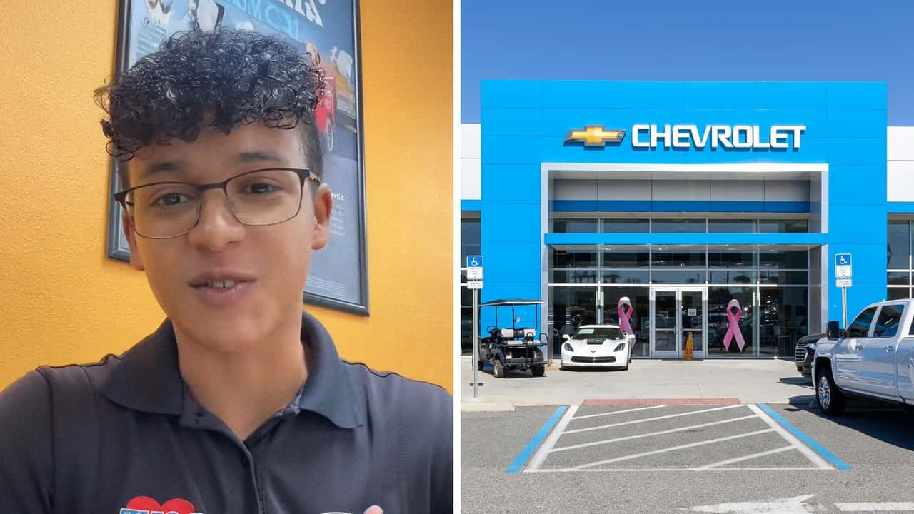 Ram driver comes into Chevrolet dealership 