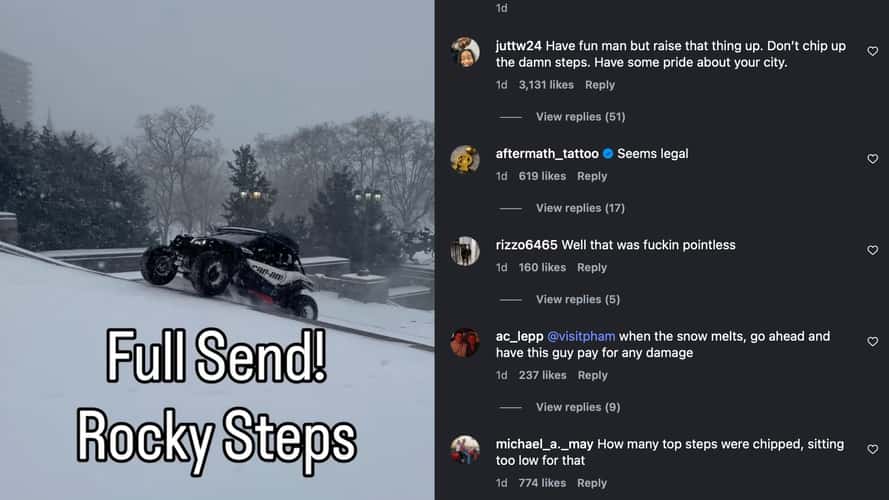 East Coast Snowstorm Brought Out Philly UTV Drivers, Who Drove Up the 'Rocky' Steps